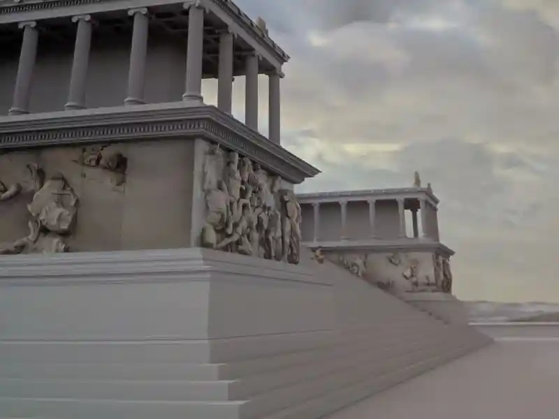 Detail of the side of the Pergamon altar, located at the Pergamon museum